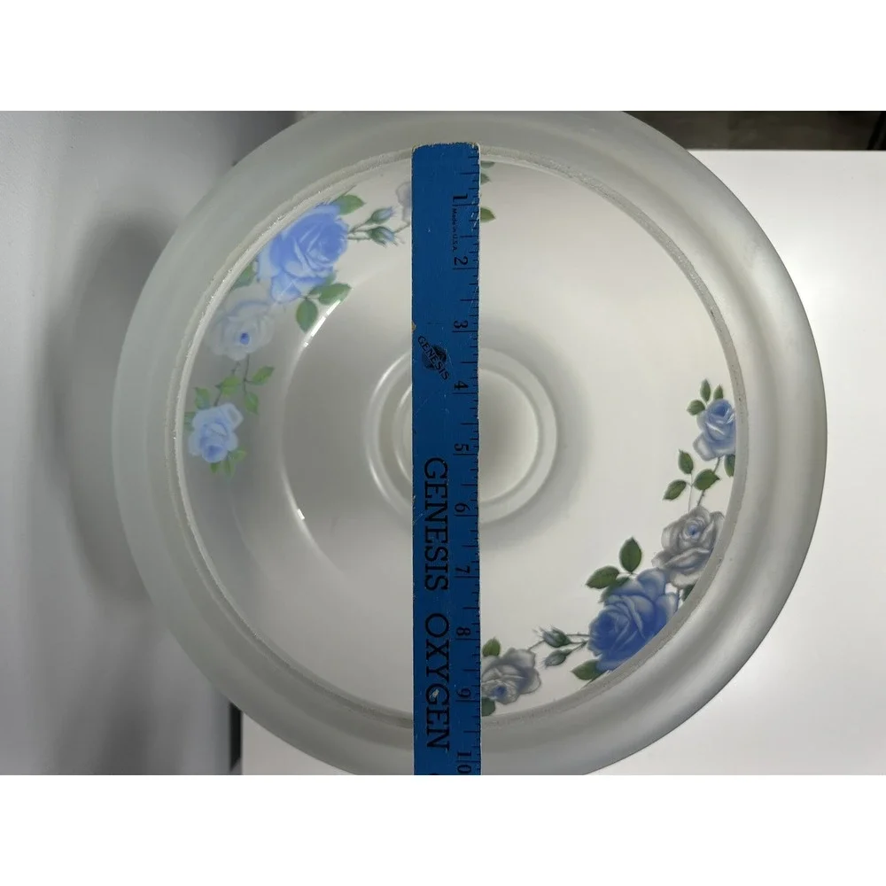 2 Piece Pair‎ Hurricane Lamp Shades Dome Blue Rose Aladdin Oil Electric